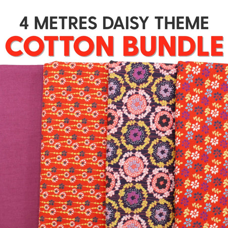 4 Metre Daisy Chain Themed 100% Cotton Bundle- 44" Wide - Pound A Metre