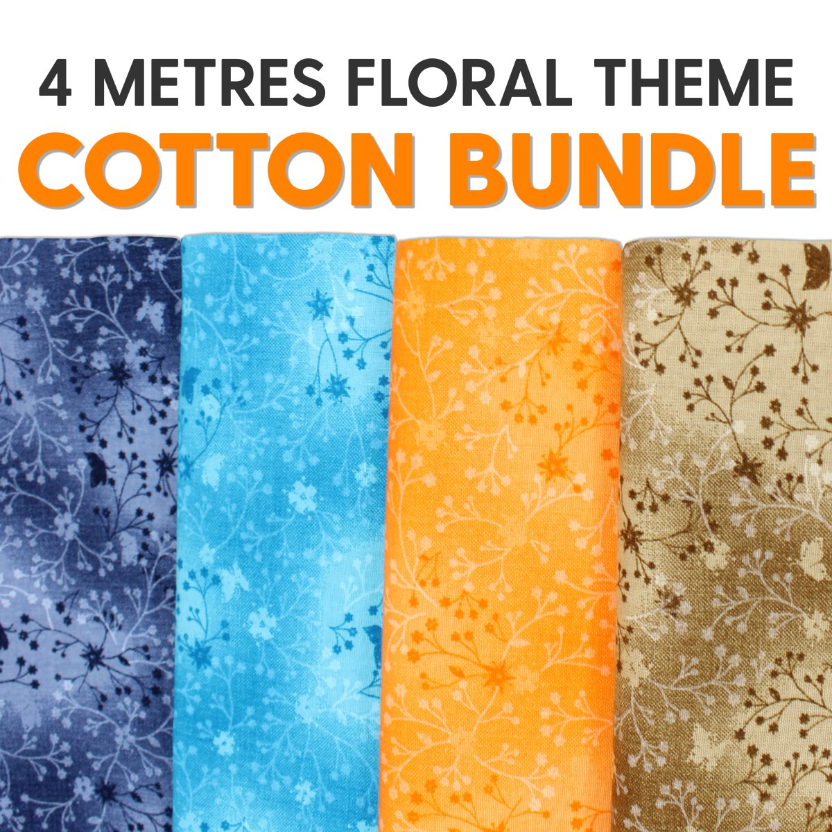4 Metre Floral Themed 100% Cotton Bundle- 44" Wide - Pound A Metre