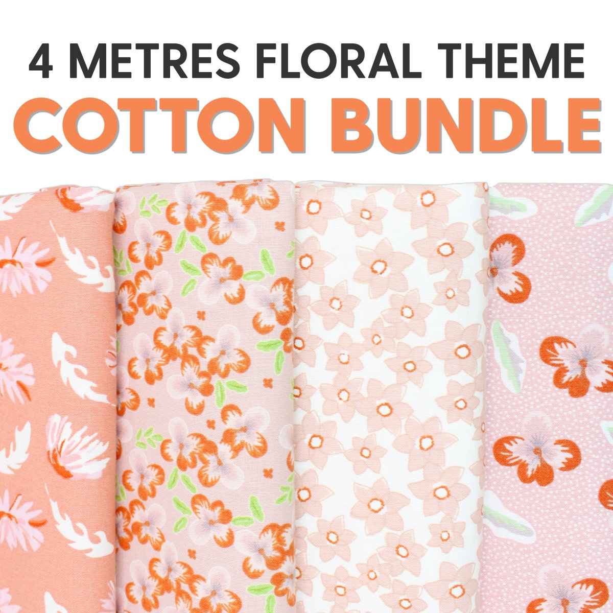 4 Metre Floral Themed 100% Cotton Bundle- 44" Wide - Pound A Metre