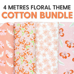 4 Metre Floral Themed 100% Cotton Bundle- 44" Wide - Pound A Metre