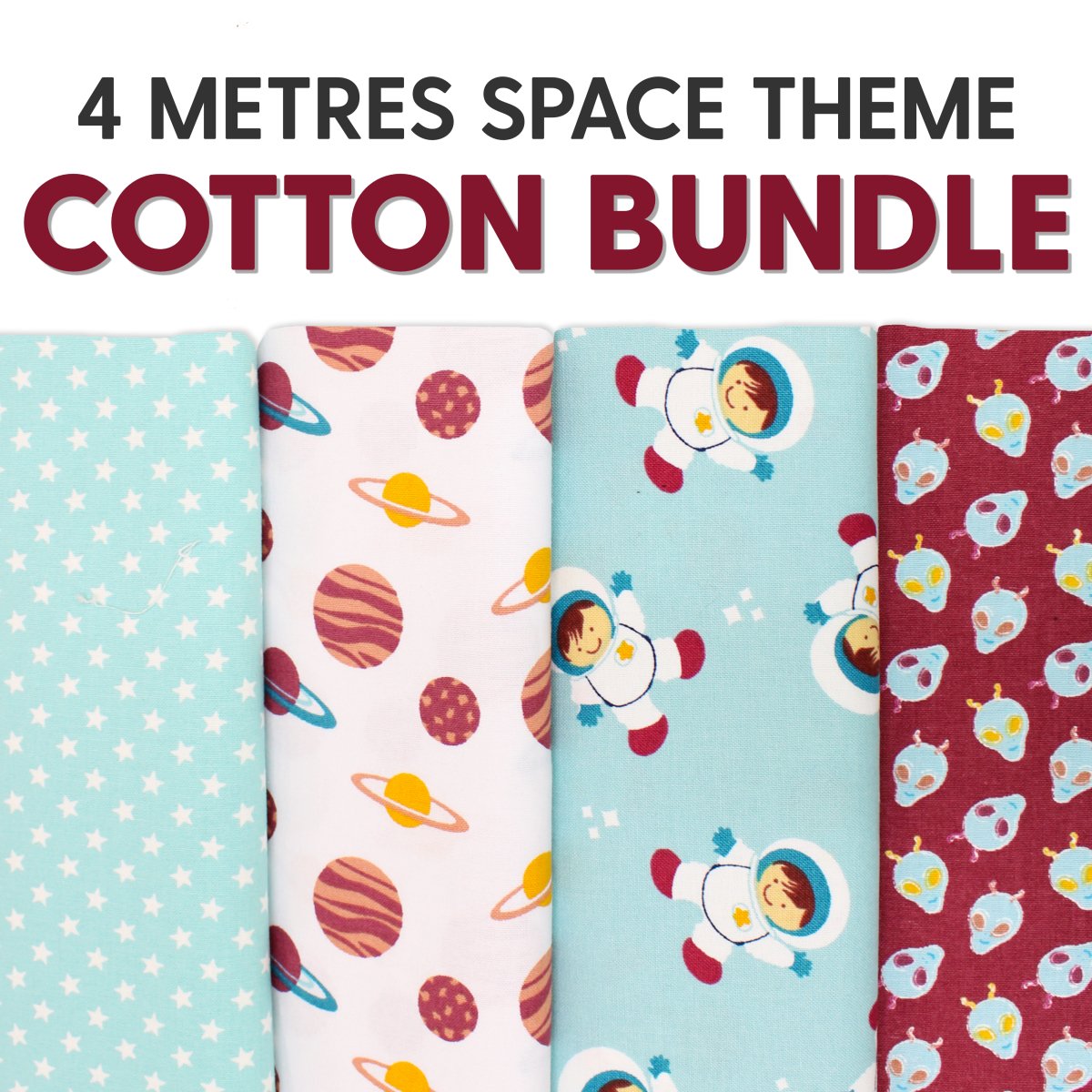 4 Metre Space Themed 100% Cotton Bundle- 44" Wide - Pound A Metre