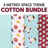 Pound A Metre 4 x 1 Metre 4 Metre Space Themed 100% Cotton Bundle- 44" Wide