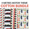 Pound A Metre 4 x 1 Metre 4 Metre Transport Themed 100% Cotton Bundle- 44" Wide