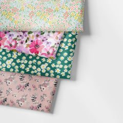 4 Piece Poly-Cotton Fat Quarter - Floral - Pound A Metre