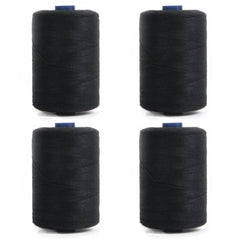 4 x 1000m Premium Polyester Sewing Thread- Black - Pound A Metre