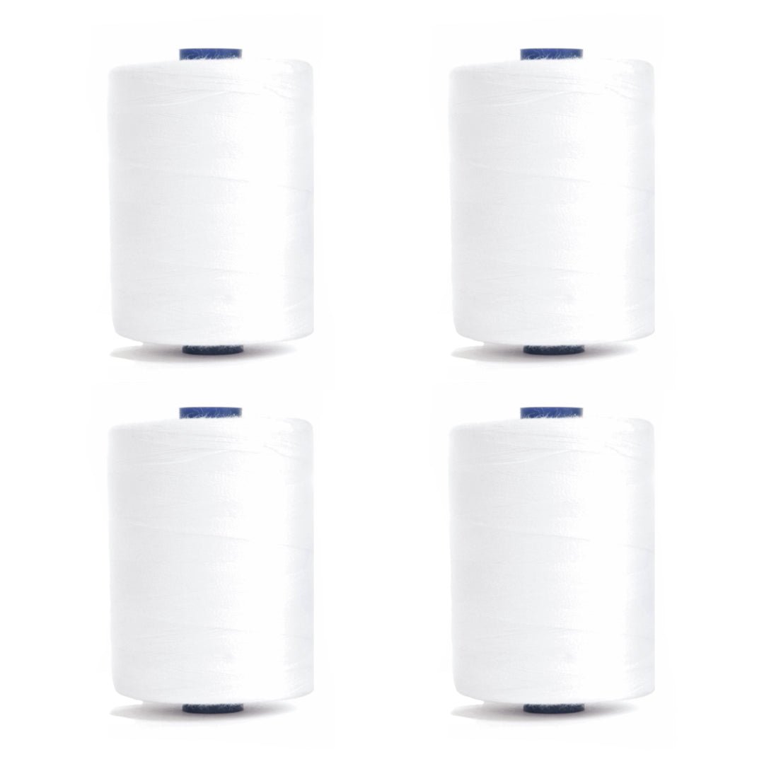 4 x 1000m Premium Polyester Sewing Thread- White - Pound A Metre