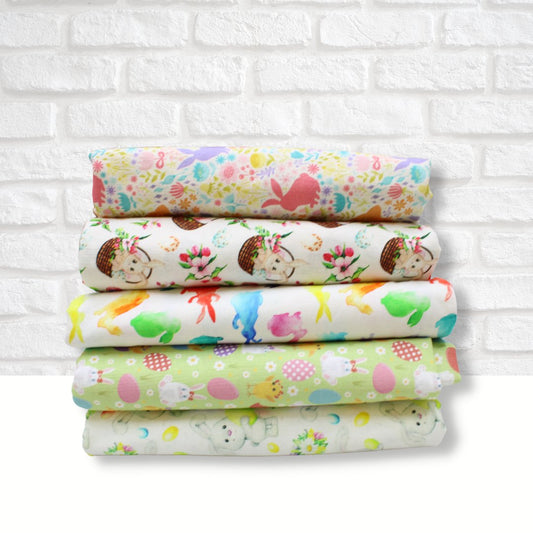 5 Metre 100% Easter Cotton Bundle - 5 Assorted Prints - Pound A Metre