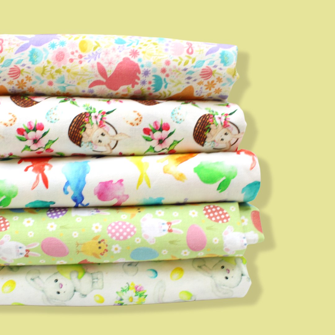 5 Metre 100% Easter Cotton Bundle - 5 Assorted Prints - Pound A Metre