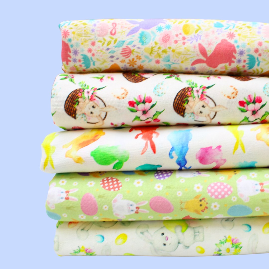 5 Metre 100% Easter Cotton Bundle - 5 Assorted Prints - Pound A Metre