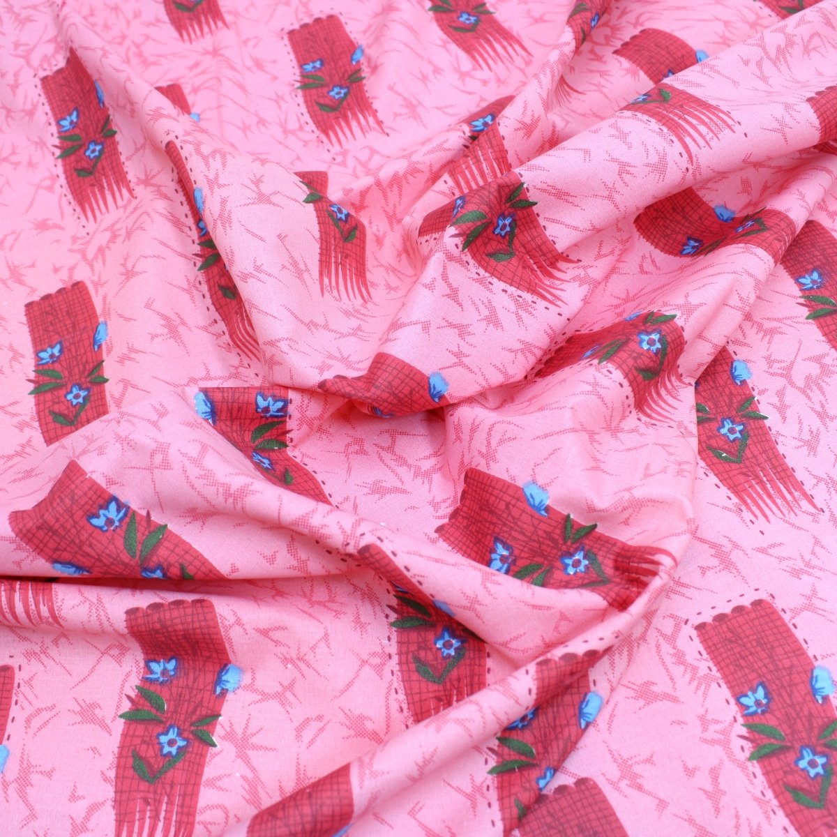 5 Metres Premium 100% Quality Cotton 36" - Flower Stroke - Dark Pink - Pound A Metre