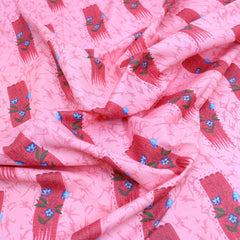 5 Metres Premium 100% Quality Cotton 36" - Flower Stroke - Dark Pink - Pound A Metre
