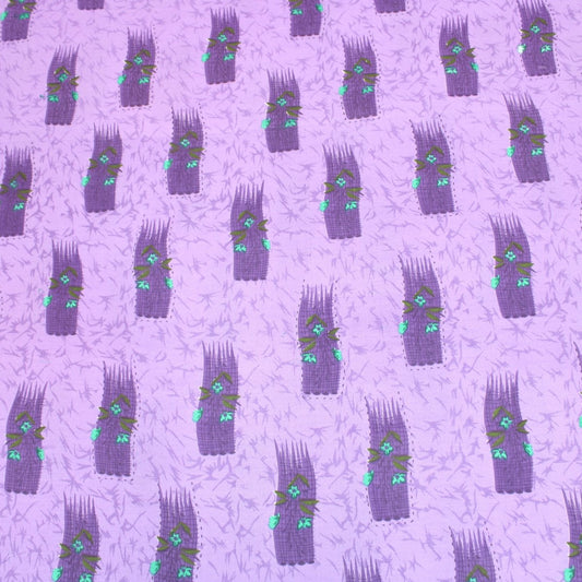 5 Metres Premium 100% Quality Cotton 36" - Flower Stroke - Lilac - Pound A Metre