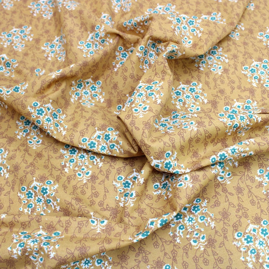 5 Metres Premium 100% Quality Cotton 36" - Liberty - Dark Mustard - Pound A Metre