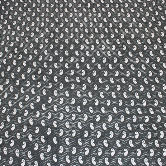 5 Metres Premium 100% Quality Cotton 36" - Paisley - Black - Pound A Metre