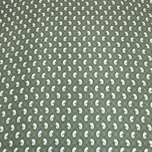 5 Metres Premium 100% Quality Cotton 36" - Paisley - Khaki Green - Pound A Metre