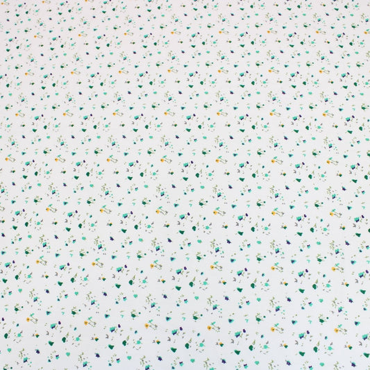 5 Metres Premium Poly Cotton 45"- Teal Flower Dots - Pound A Metre