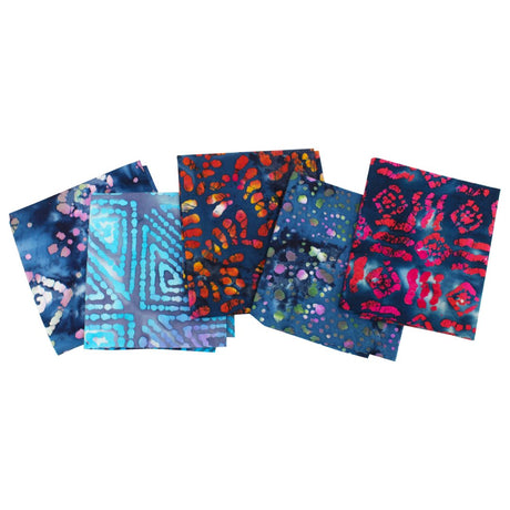 5 Piece Exclusive Fat Quarter 100% Cotton Batik - Blue - Pound A Metre