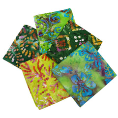 5 Piece Exclusive Fat Quarter 100% Cotton Batik - Green - Pound A Metre