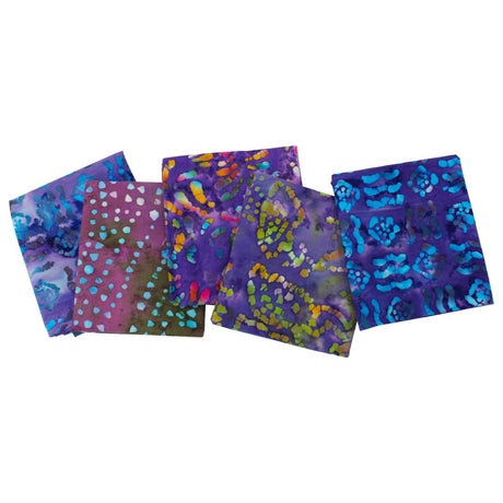 5 Piece Exclusive Fat Quarter 100% Cotton Batik - Purple - Pound A Metre