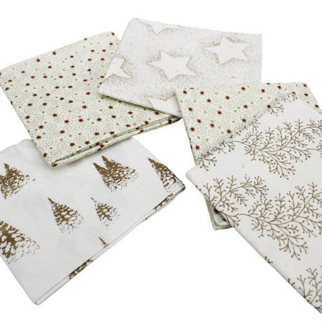 Pound A Metre 5 Fat Quarters 5 Piece Exclusive Fat Quarter 100% Cotton Foil Bundle - Ivory