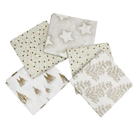 Pound A Metre 5 Fat Quarters 5 Piece Exclusive Fat Quarter 100% Cotton Foil Bundle - Ivory