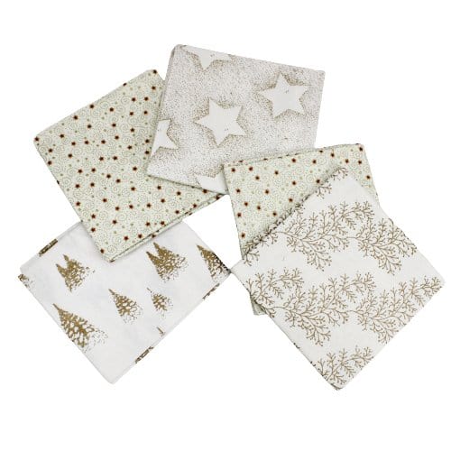 Pound A Metre 5 Fat Quarters 5 Piece Exclusive Fat Quarter 100% Cotton Foil Bundle - Ivory