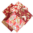Pound A Metre 5 Fat Quarters 5 Piece Exclusive Oriental Gold Foil Fat Quarter 100% Cotton - Red