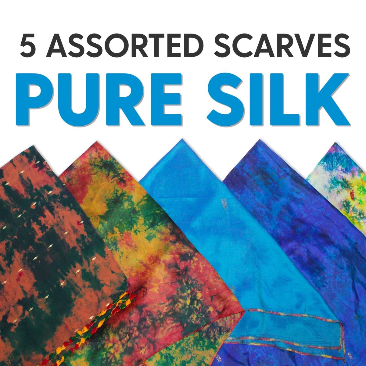 Pound A Metre 5 Pure Silk Scarves- Assorted Colours (Black Friday Sale)