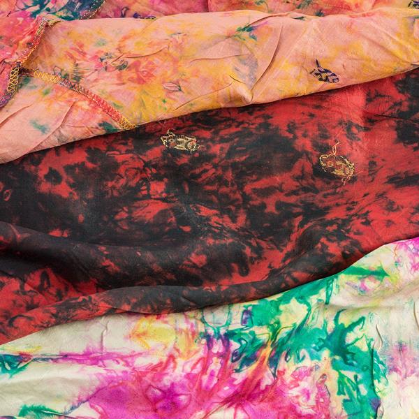 6 x 100% Pure Silk Scarves- Assorted Colours- Min Size- 85cm x 85cm - Pound A Metre