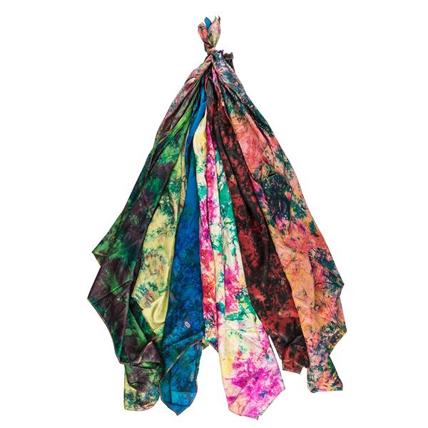 6 x 100% Pure Silk Scarves- Assorted Colours- Min Size- 85cm x 85cm - Pound A Metre