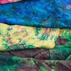 6 x 100% Pure Silk Scarves- Assorted Colours- Min Size- 85cm x 85cm - Pound A Metre
