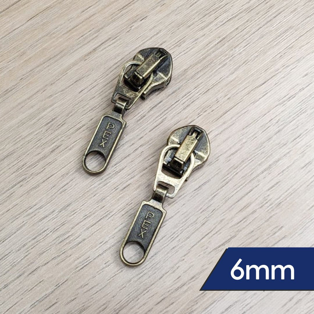 6mm Metal Zip Sliders- Variety Of Designs- Pack of 2 - Pound A Metre