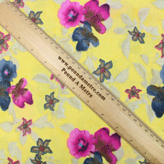 3 Metres Premium 100% Cotton 'Darpan Print - Summer Garden - Yellow'