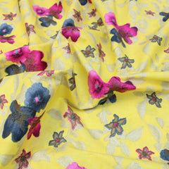 3 Metres Premium 100% Cotton 'Darpan Print - Summer Garden - Yellow'
