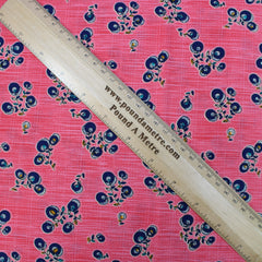 3 Metres Premium 100% Cotton 'Blossam Gold - Berry Branch  - Strawberry Red'