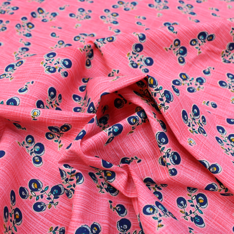 3 Metres Premium 100% Cotton 'Blossam Gold - Berry Branch  - Strawberry Red'