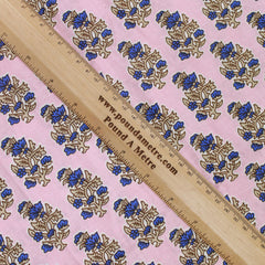 3 Metres Premium 100% Cotton 'Darpan Print - Blossom Bunch - Pink & Blue'