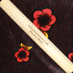 Super Soft Stretch Velvet - 'Night Garden' 60" Wide Red & Yellow - Pound A Metre