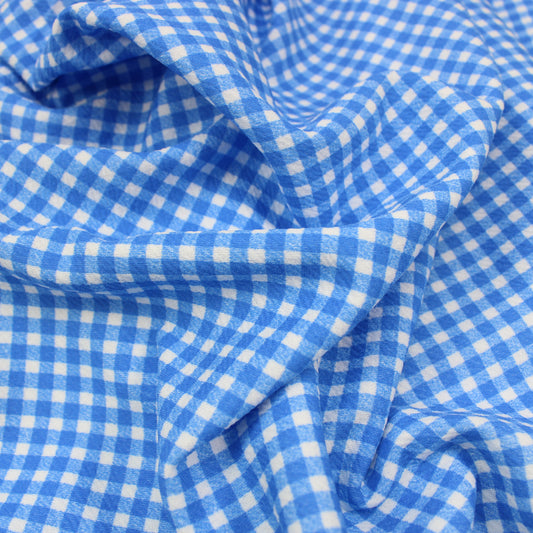 3 Metres Premium Quality Tartan Scuba Jersey 55" Wide Blue & White