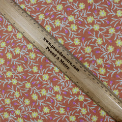 Premium Quality 100% Forest Floral Cotton 44" Wide Dark Orange