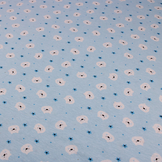 Premium Quality Soft Cotton Jersey 'Polar Bear' 55" Wide Baby Blue