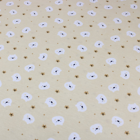 Premium Quality Soft Cotton Jersey 'Polar Bear' 55" Wide Pale Yellow