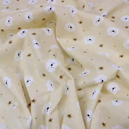 Premium Quality Soft Cotton Jersey 'Polar Bear' 55" Wide Pale Yellow
