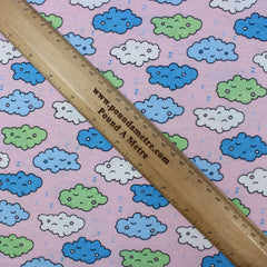 Premium Quality Soft Cotton Jersey 'Dreaming Clouds' 55" Wide Baby Pink