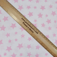 Premium Quality Super Wide Cotton Blend Sheeting "Pink Stars" 94" Wide White