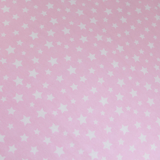 Premium Quality Super Wide Cotton Blend Sheeting "White Stars" 94" Wide Pink
