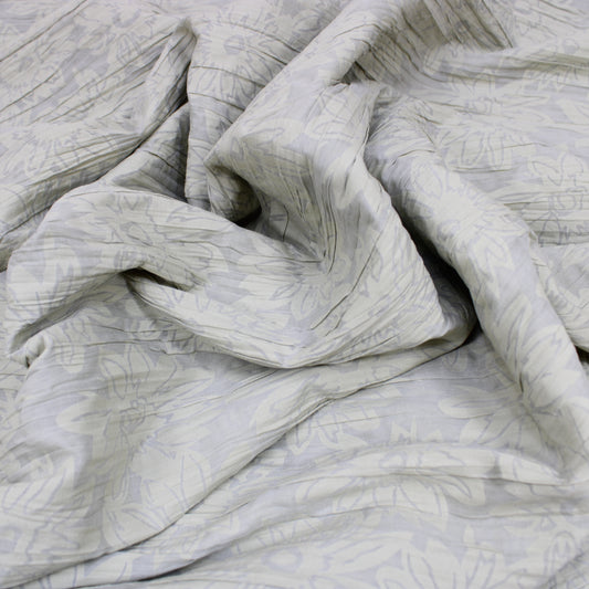 3 Metres Cotton Blend Fashion Pleated Floral Fabric 55" Wide Light Khaki