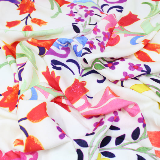 3 Metre Soft Floral Dress-Viscose - 55" Wide Cream