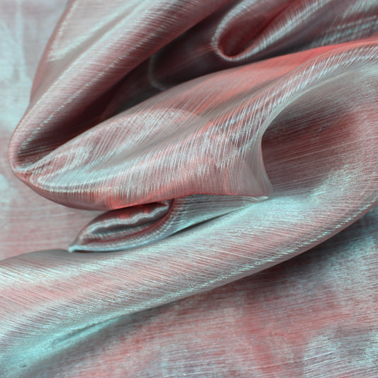 3 Metres Sheer Silk Effect Essential Organza 55" Wide Teal & Red