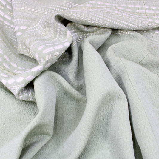 3 Metre Embroidered Taffeta Effect Floral Crepe Fabric - 55" Wide Green